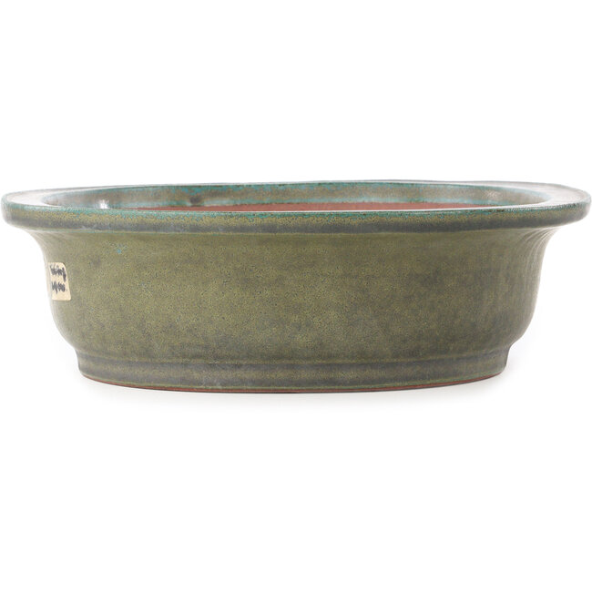 Oval turquoise bonsai pot by Reiho - 410 x 327 x 95 mm