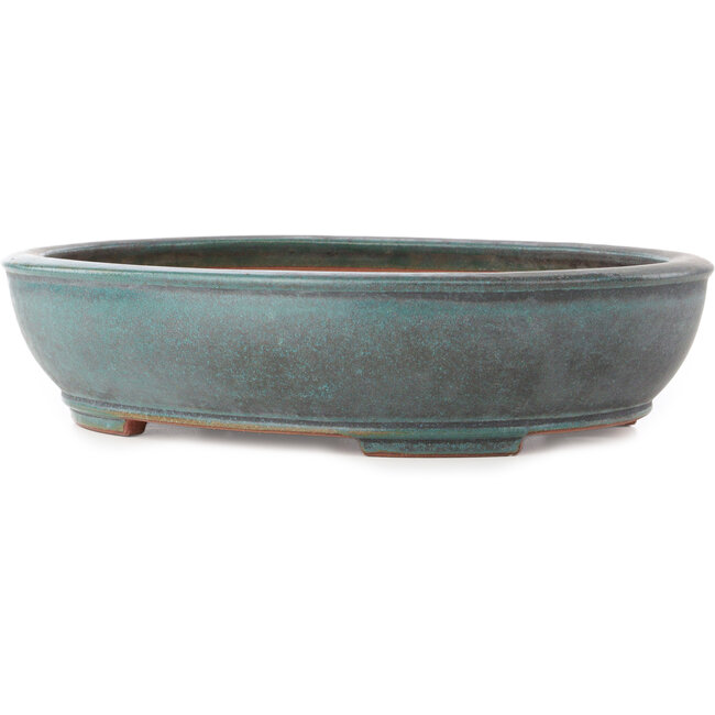 Vaso bonsai ovale turchese di Reiho - 380 x 290 x 88 mm