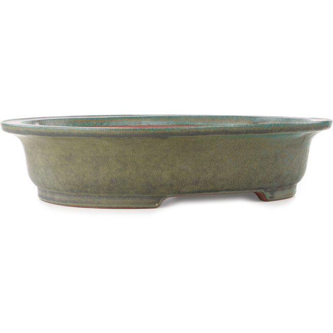 Ovale turquoise bonsai pot van Reiho - 410 x 327 x 95 mm