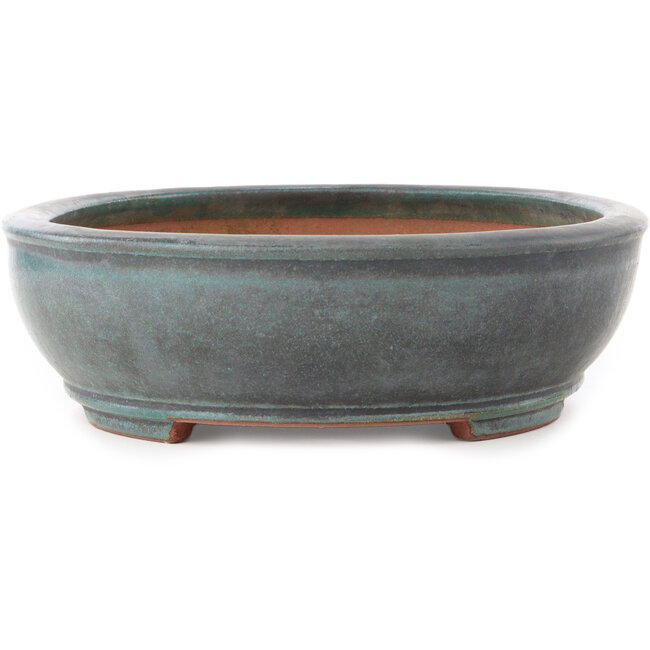 Oval turquoise bonsai pot by Reiho - 380 x 290 x 88 mm