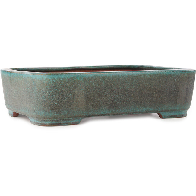 Rectangular turquoise bonsai pot by Reiho - 410 x 290 x 110 mm