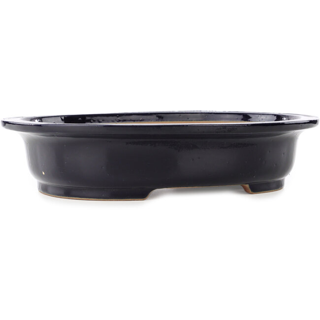 Oval dark blue bonsai pot by Reiho - 410 x 330 x 92 mm