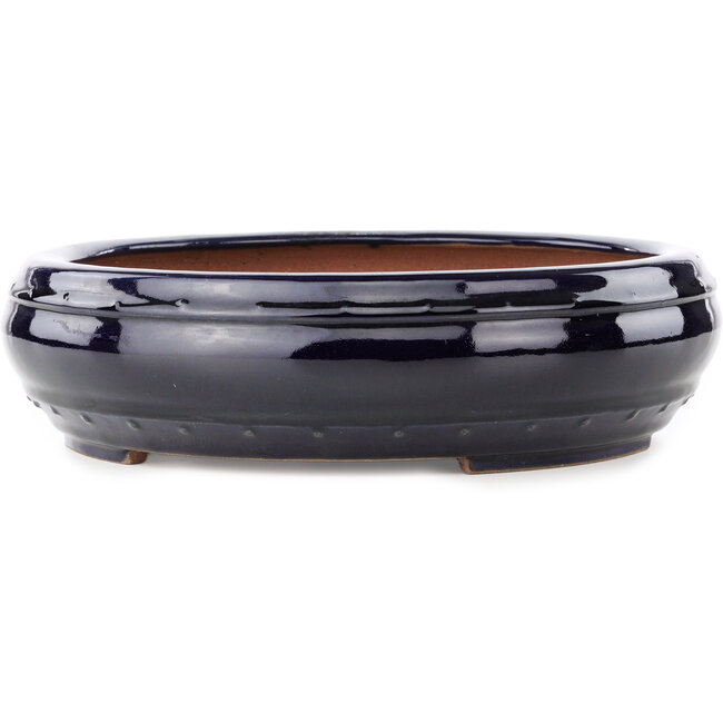 Round dark blue bonsai pot by Reiho - 315 x 315 x 85 mm