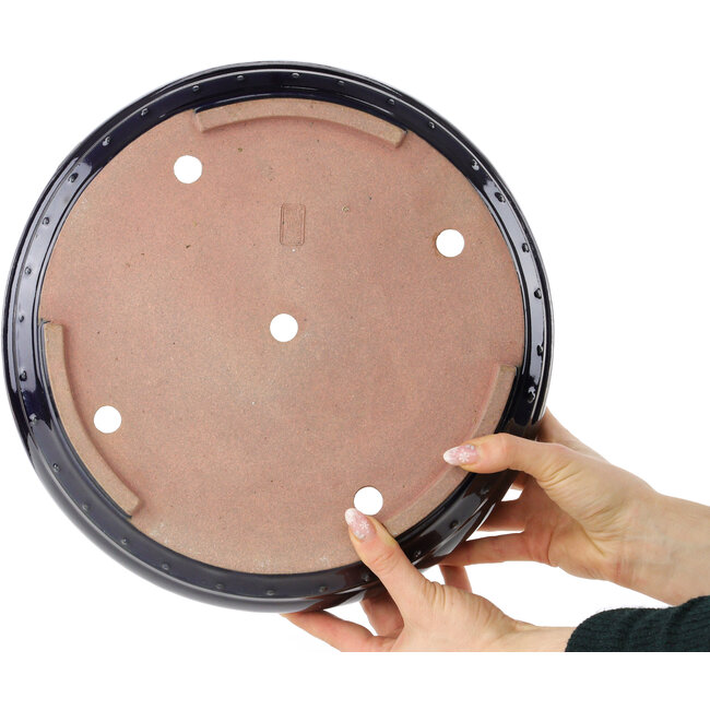 Pot à bonsaï rond bleu foncé de Reiho - 315 x 315 x 85 mm