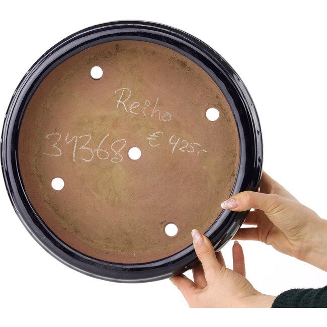 Pot à bonsaï rond bleu foncé de Reiho - 315 x 315 x 85 mm