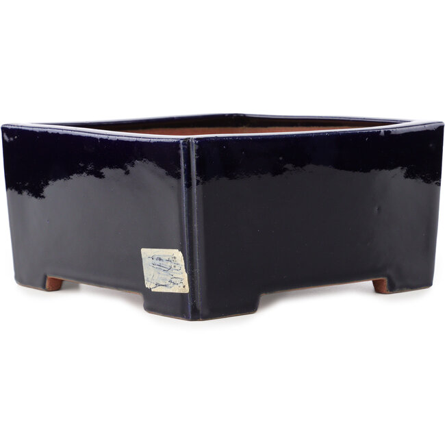 Square dark blue bonsai pot by Reiho - 235 x 235 x 115 mm