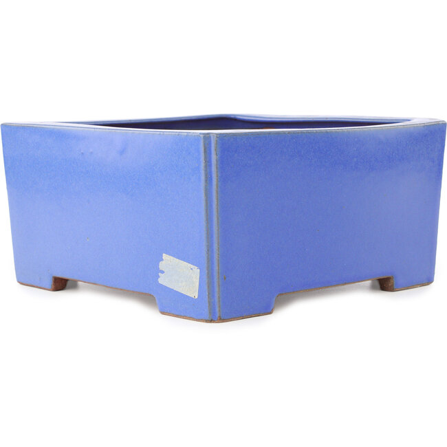 Square blue bonsai pot by Reiho - 238 x 230 x 115 mm
