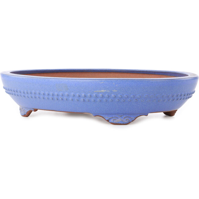 Pot à bonsaï ovale bleu de Reiho - 375 x 278 x 75 mm
