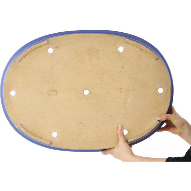 Pot à bonsaï ovale bleu de Reiho - 635 x 447 x 90 mm