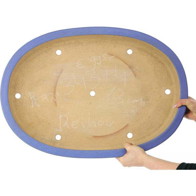 Pot à bonsaï ovale bleu de Reiho - 635 x 447 x 90 mm