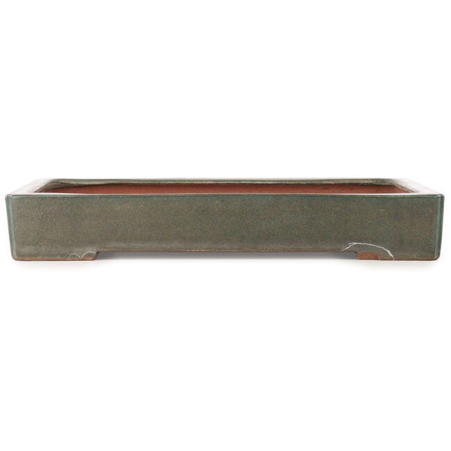 Rectangular teal bonsai pot by Reiho - 473 x 330 x 70 mm