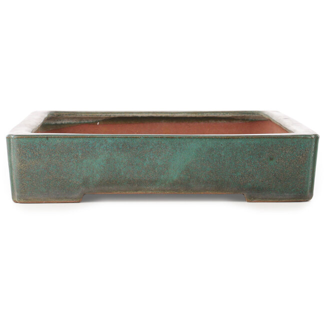 Rectangular teal bonsai pot by Reiho - 473 x 330 x 70 mm