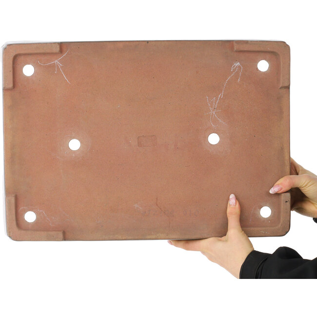 Pot à bonsaï rectangulaire bleu sarcelle de Reiho - 473 x 330 x 70 mm