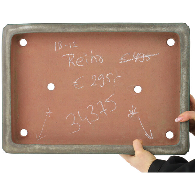 Rechthoekige blauwgroene bonsaipot van Reiho - 473 x 330 x 70 mm