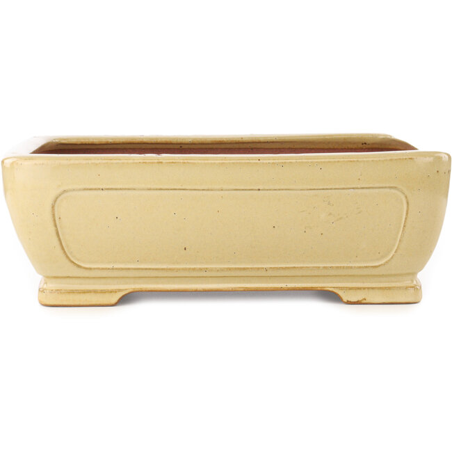 Rectangular beige bonsai pot by Reiho - 410 x 318 x 137 mm