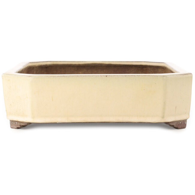 Rechthoekige gebroken witte bonsaipot van Yamaaki - 413 x 320 x 95 mm