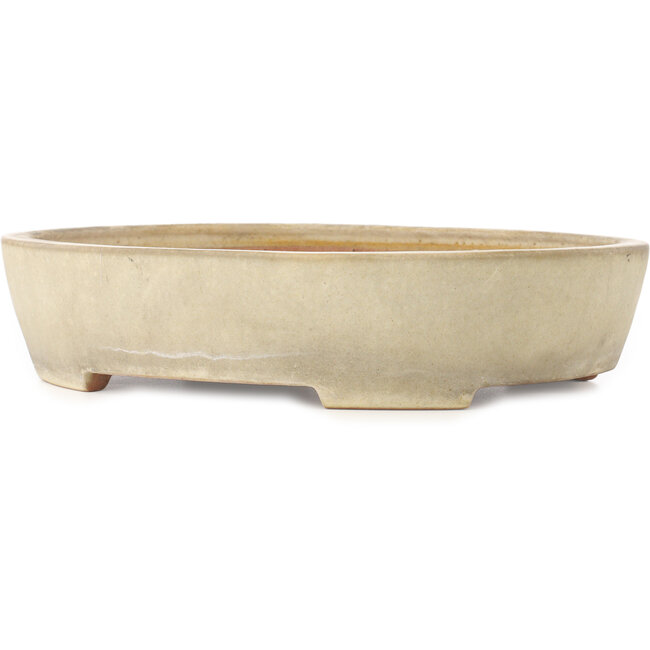 Maceta ovalada para bonsái de color blanco roto de Yamafusa - 410 x 315 x 85 mm