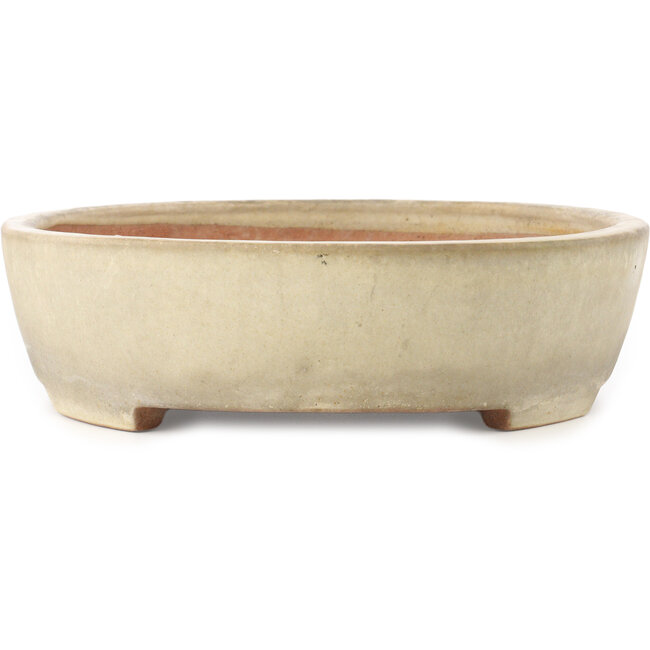 Ovale gebroken witte bonsai pot van Yamafusa - 410 x 315 x 85 mm