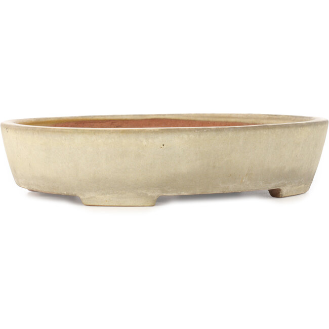 Ovale gebroken witte bonsai pot van Yamafusa - 410 x 315 x 85 mm