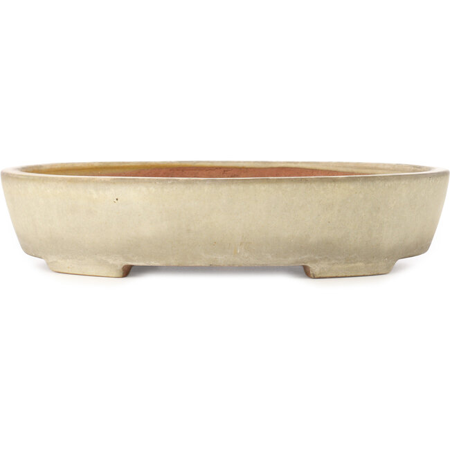 Vaso bonsai ovale bianco sporco di Yamafusa - 410 x 315 x 85 mm