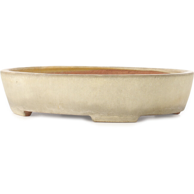 Pot à bonsaï ovale blanc cassé de Yamafusa - 410 x 315 x 85 mm