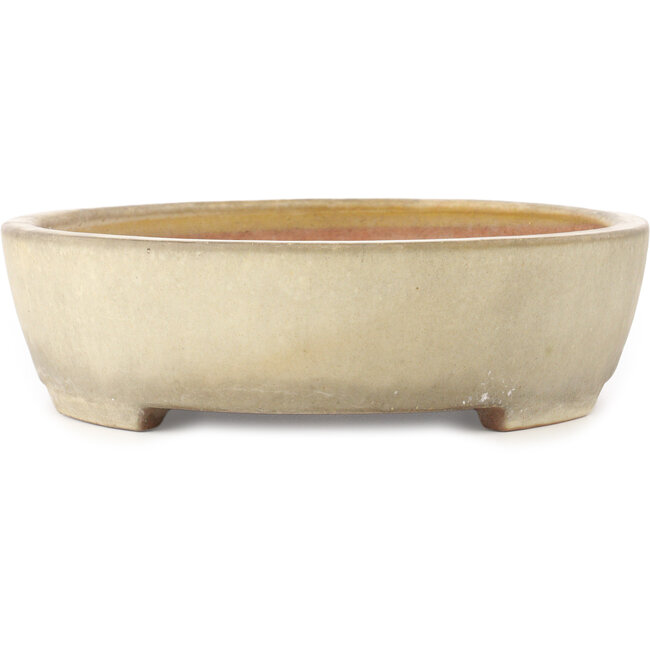 Ovale gebroken witte bonsai pot van Yamafusa - 410 x 315 x 85 mm