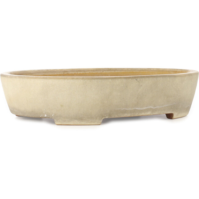 Ovale gebroken witte bonsai pot van Yamafusa - 410 x 315 x 85 mm