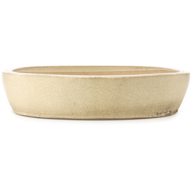 Pot à bonsaï ovale craquelé blanc - 612 x 490 x 105 mm