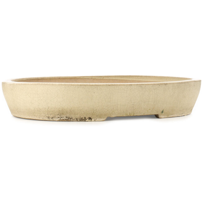 Maceta para bonsái craquelé blanca ovalada - 612 x 490 x 105 mm