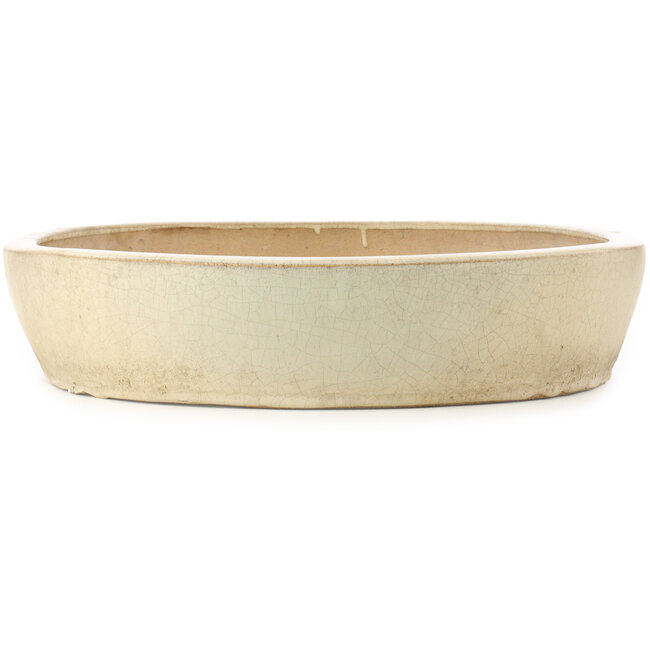 Maceta para bonsái craquelé blanca ovalada - 612 x 490 x 105 mm