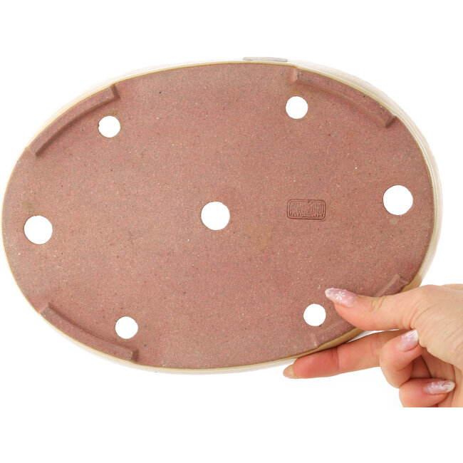 Maceta ovalada beige para bonsái de Reiho - 247 x 177 x 27 mm