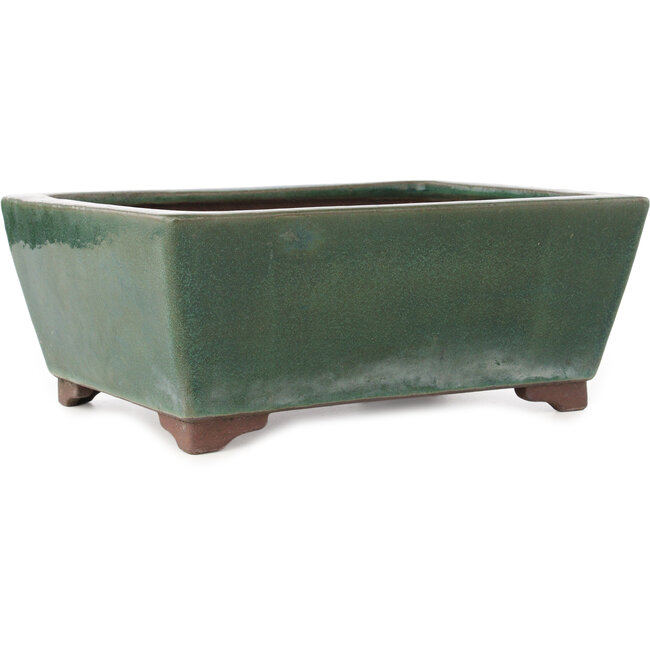 Rectangular green bonsai pot by Yamaaki - 293 x 225 x 117 mm