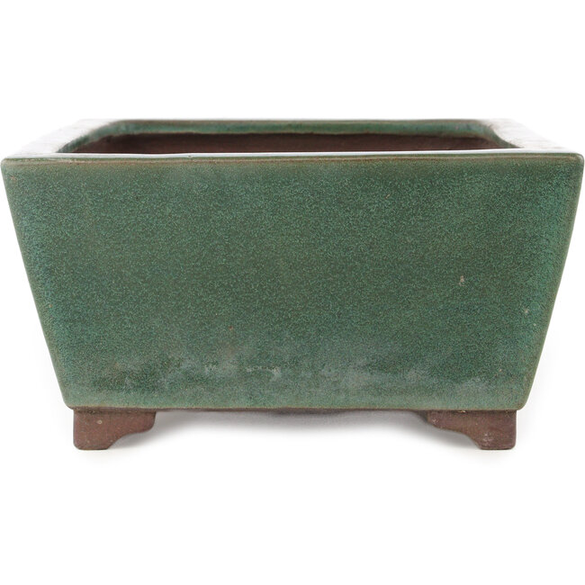 Rectangular green bonsai pot by Yamaaki - 293 x 225 x 117 mm