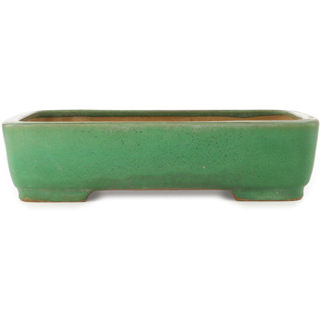 Pot à bonsaï rectangulaire vert de Yamafusa - 372 x 285 x 90 mm