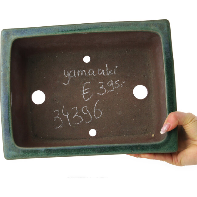 Maceta rectangular verde para bonsái de Yamaaki - 293 x 225 x 117 mm