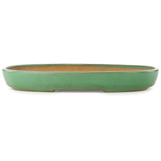  Yamafusa - Takehiko Koie Maceta para bonsái verde ovalada de 460 mm de Yamafusa, Tokoname, Japón
