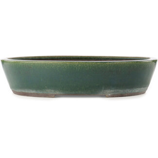  Yamaaki 485 mm ovale grüne Bonsaischale von Yamaaki, Tokoname, Japan