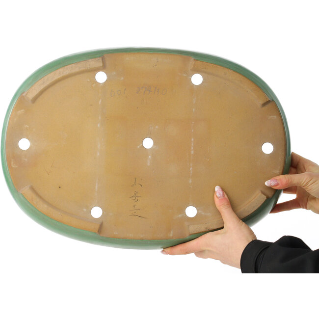 Maceta ovalada verde para bonsái de Yamafusa - 460 x 323 x 58 mm