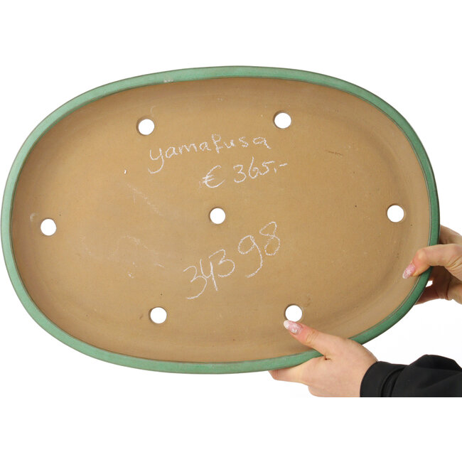 Vaso bonsai ovale verde di Yamafusa - 460 x 323 x 58 mm