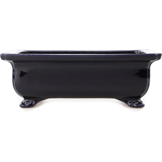 Maceta rectangular azul oscuro para bonsái de Reiho - 248 x 190 x 87 mm