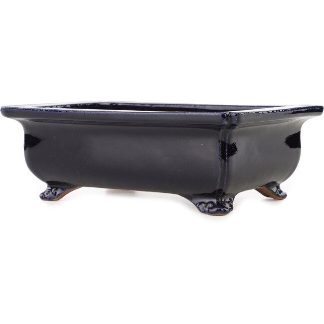 Maceta rectangular azul oscuro para bonsái de Reiho - 248 x 190 x 87 mm