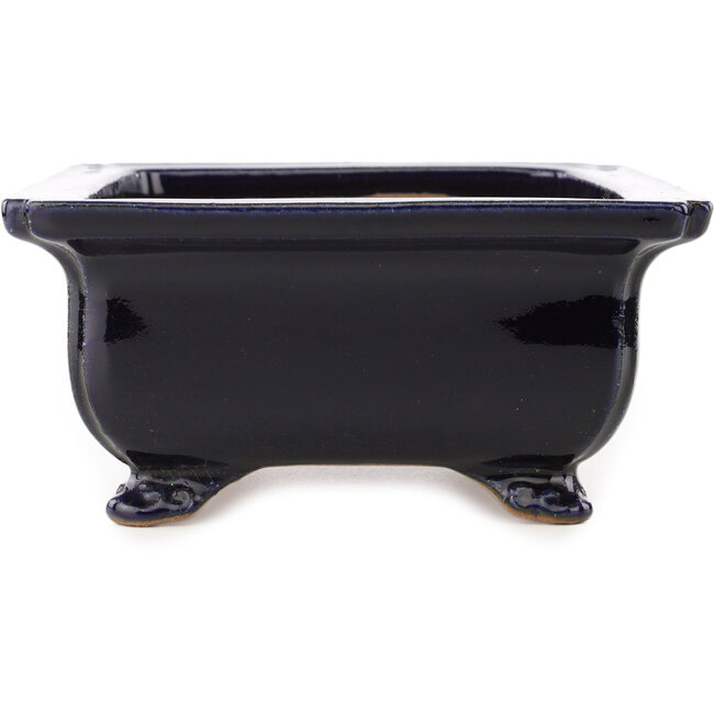 Maceta rectangular azul oscuro para bonsái de Reiho - 248 x 190 x 87 mm