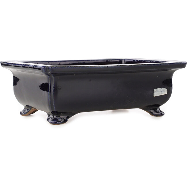 Rectangular dark blue bonsai pot by Reiho - 248 x 190 x 87 mm