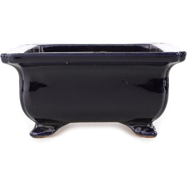 Rectangular dark blue bonsai pot by Reiho - 248 x 190 x 87 mm