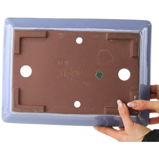 Maceta rectangular azul para bonsái de Yamaaki - 332 x 240 x 80 mm