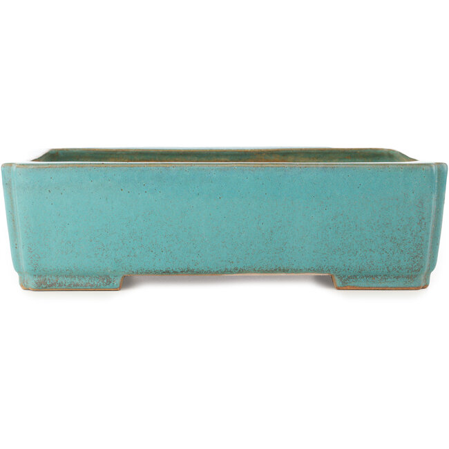 Maceta rectangular turquesa para bonsái de Reiho - 345 x 240 x 98 mm