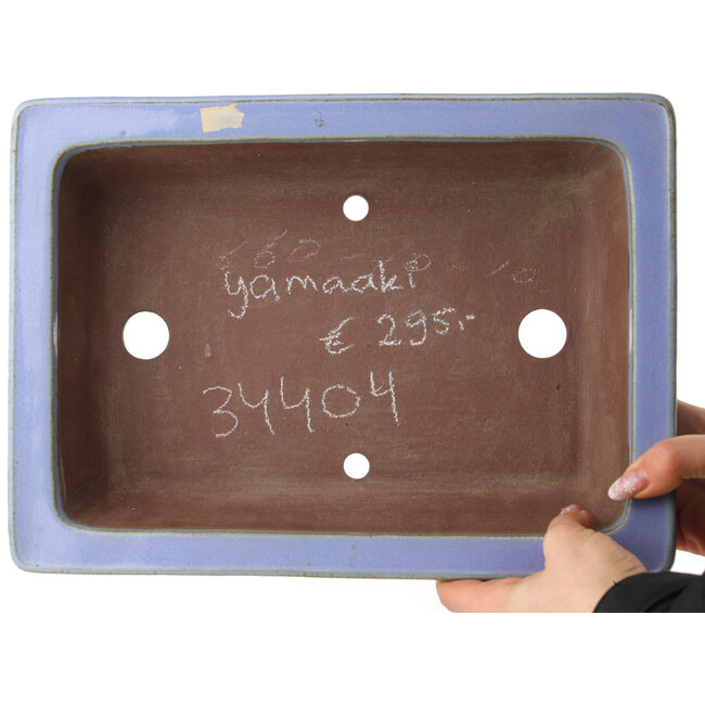 Rectangular blue bonsai pot by Yamaaki - 332 x 240 x 80 mm