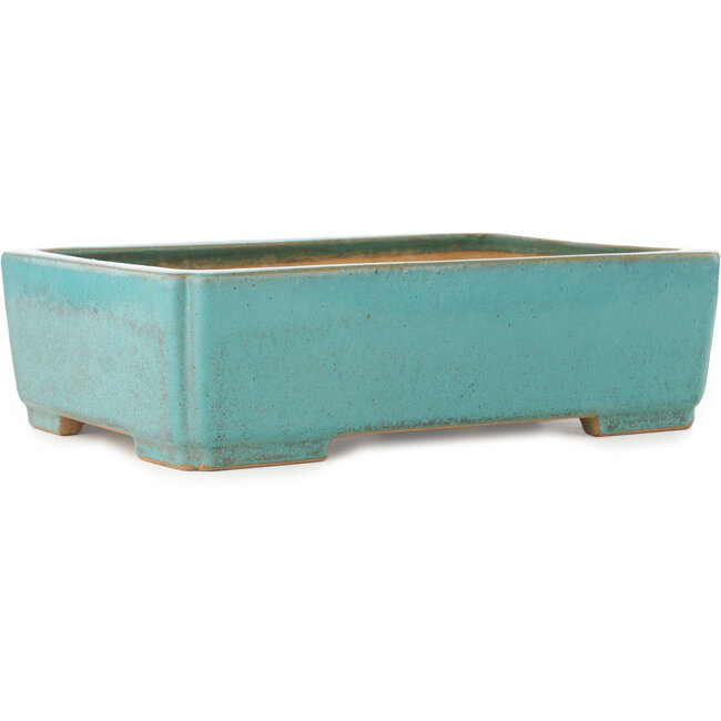 Rectangular turquoise bonsai pot by Reiho - 345 x 240 x 98 mm