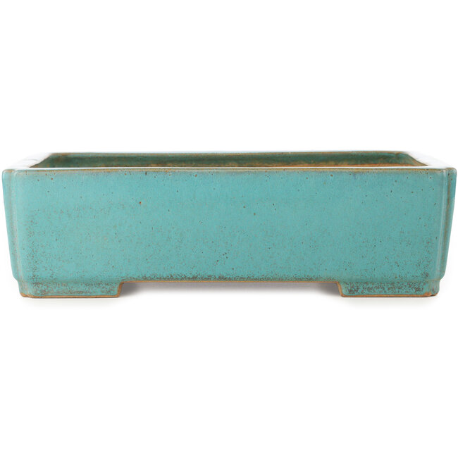 Maceta rectangular turquesa para bonsái de Reiho - 345 x 240 x 98 mm