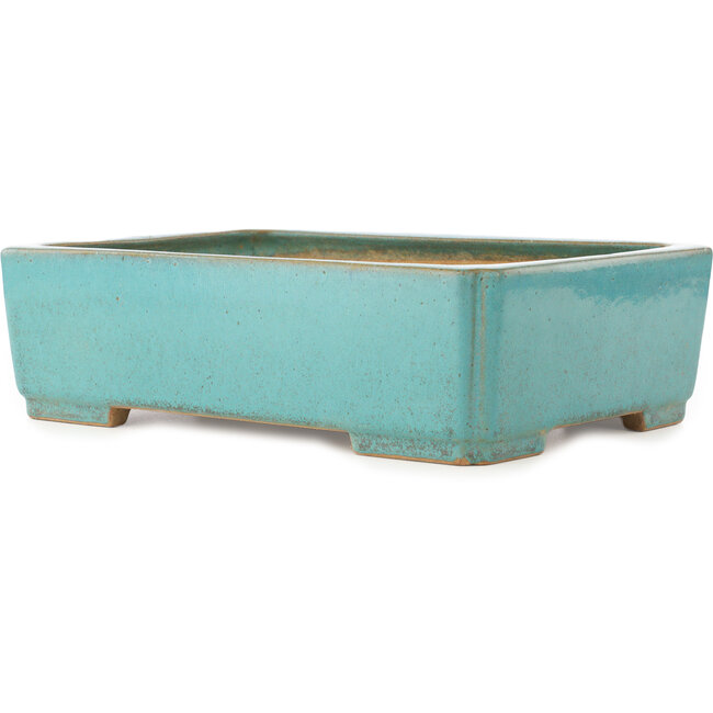 Rechthoekige turquoise bonsai pot van Reiho - 345 x 240 x 98 mm